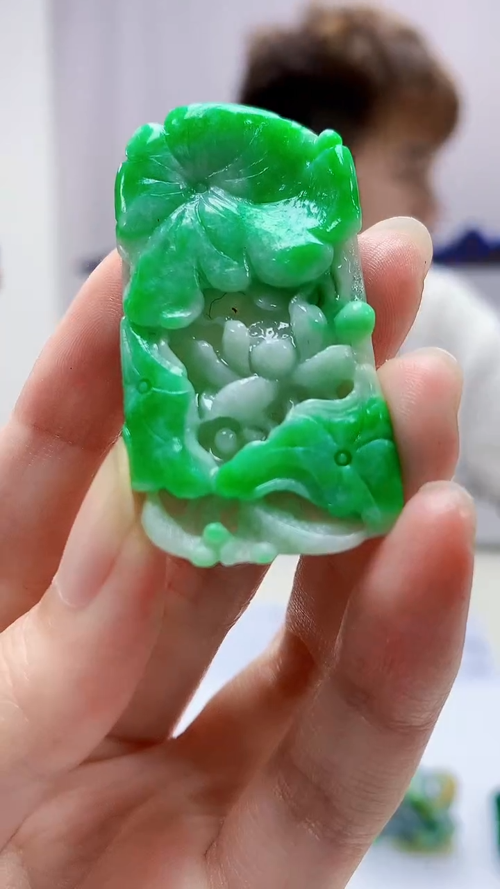 定制翡翠未镶嵌4868zm-毛货挂件和和美美174