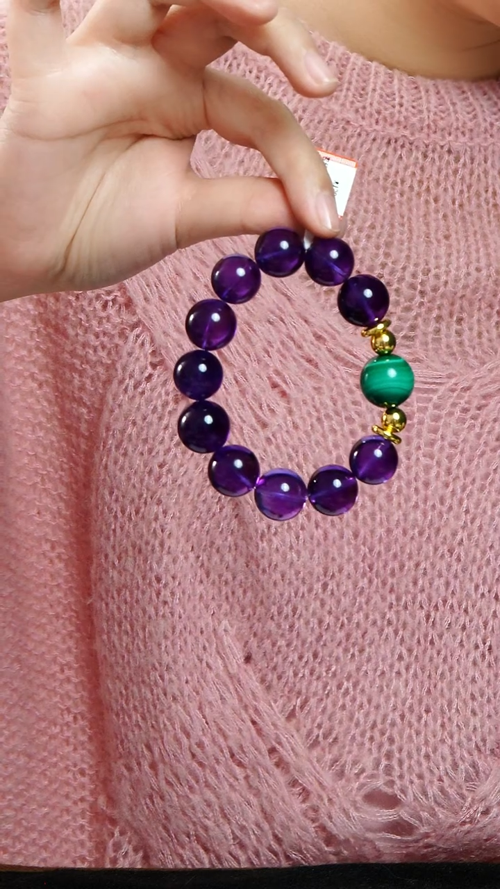 未镶嵌手链紫晶心*水晶手串