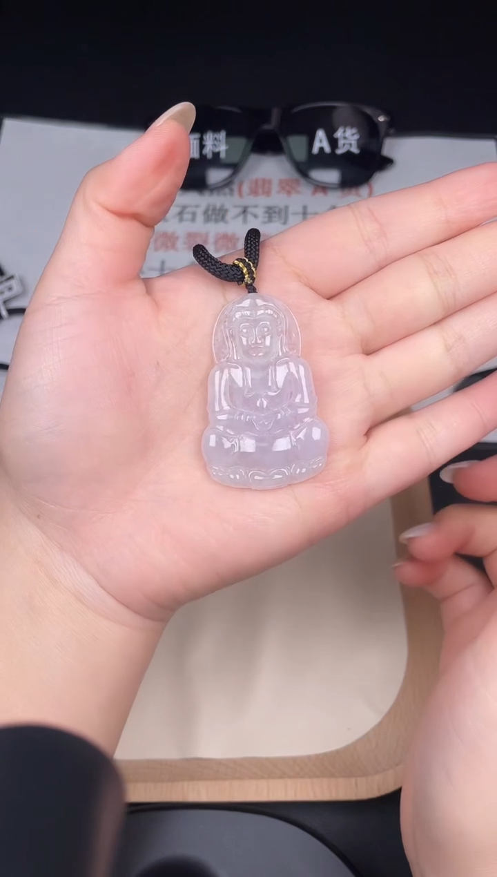 颈饰未镶嵌翡翠ZA036-4冰中观音+孤品+送同款绳子