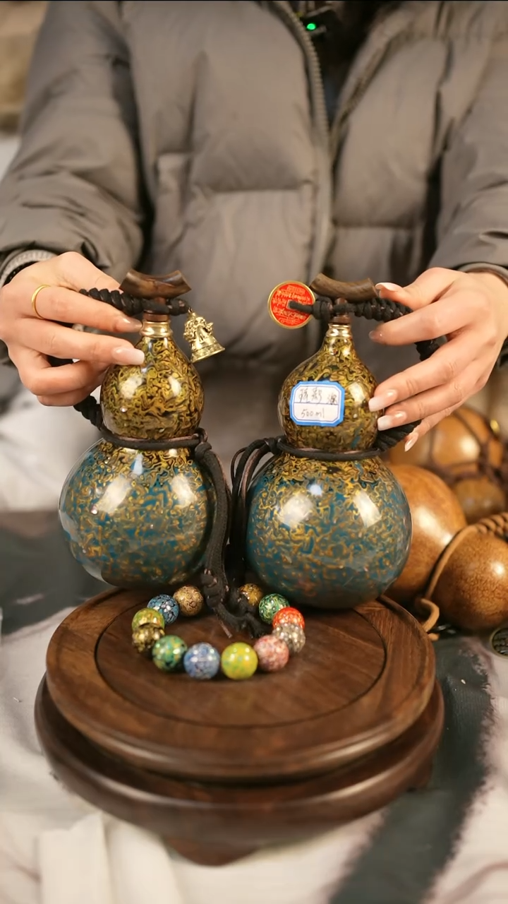 【闪购商品】193精品大漆酒葫芦送网兜漏斗