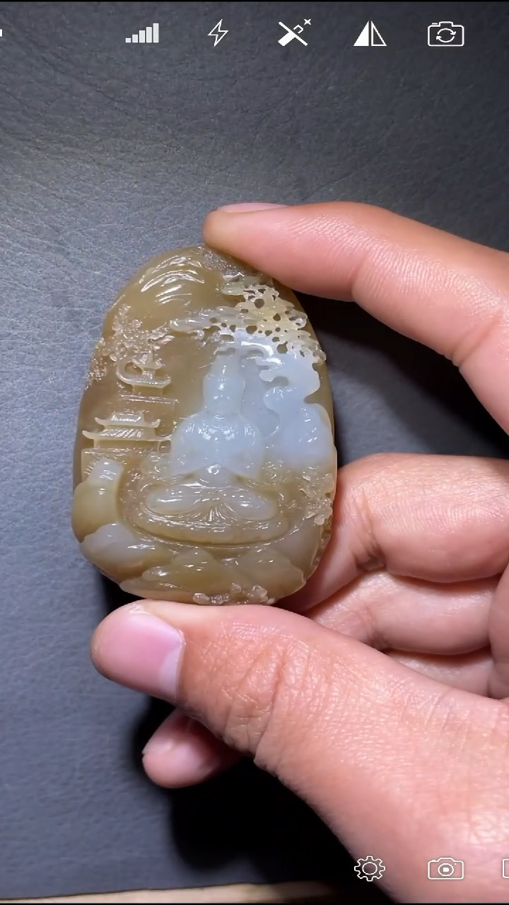 未镶嵌和田玉挂件山水观音 QZ