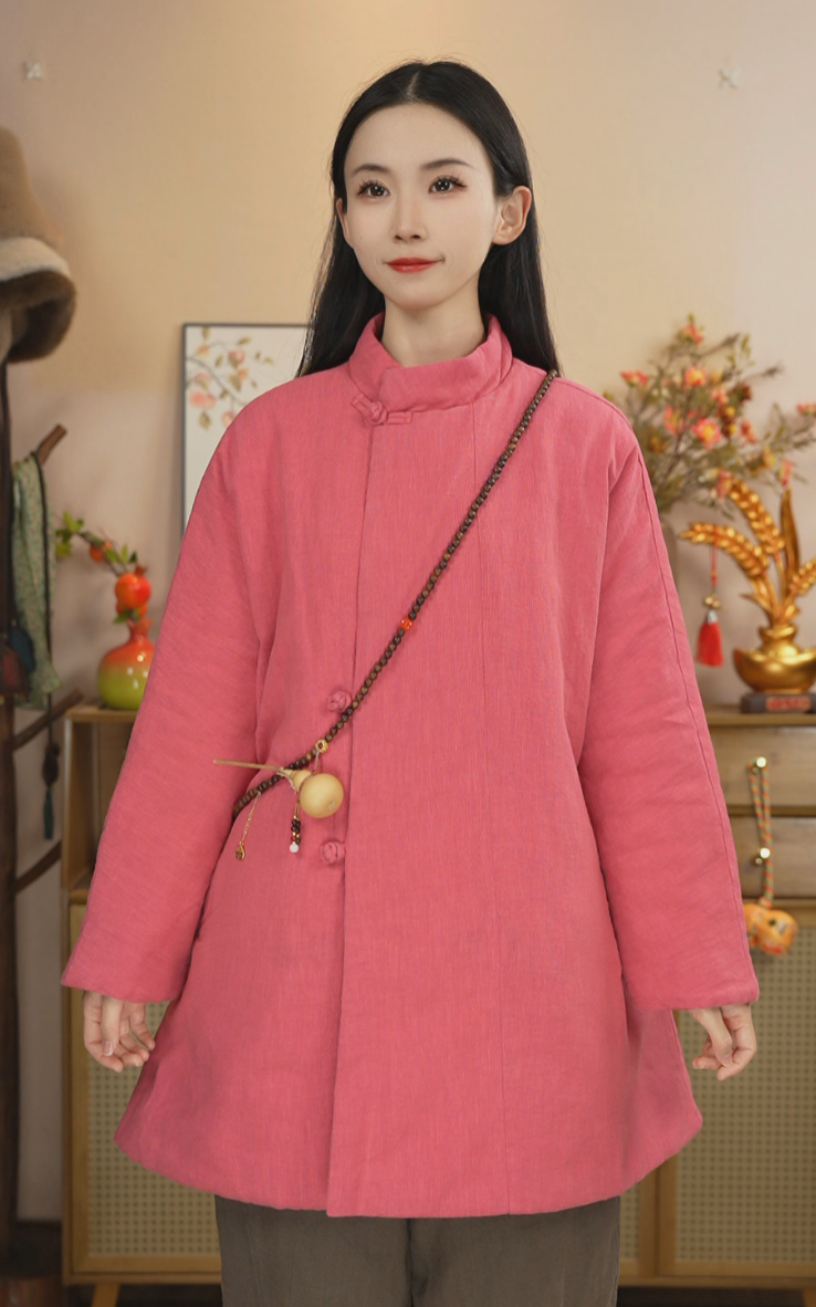 7285竖盘扣亚麻棉服 MQ12