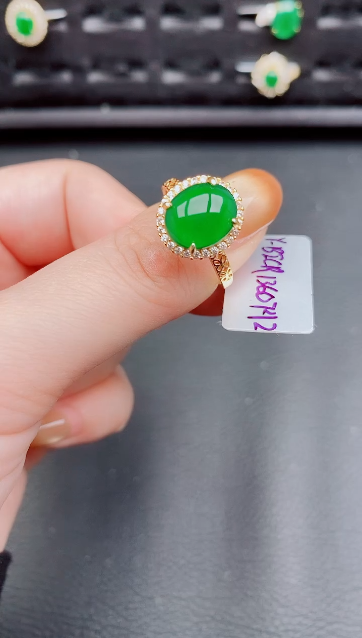 【闪购商品】翡翠戒指银S925镶嵌天然a货翡翠310