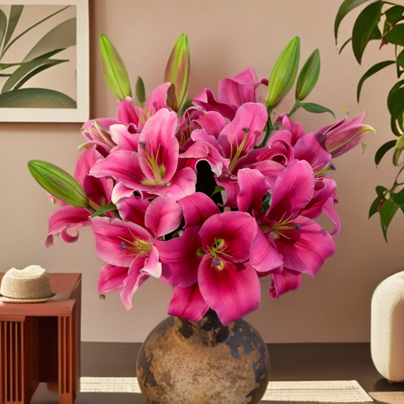 云南木木花热爱 红色单瓣香水百合花浓香鲜花水养插花