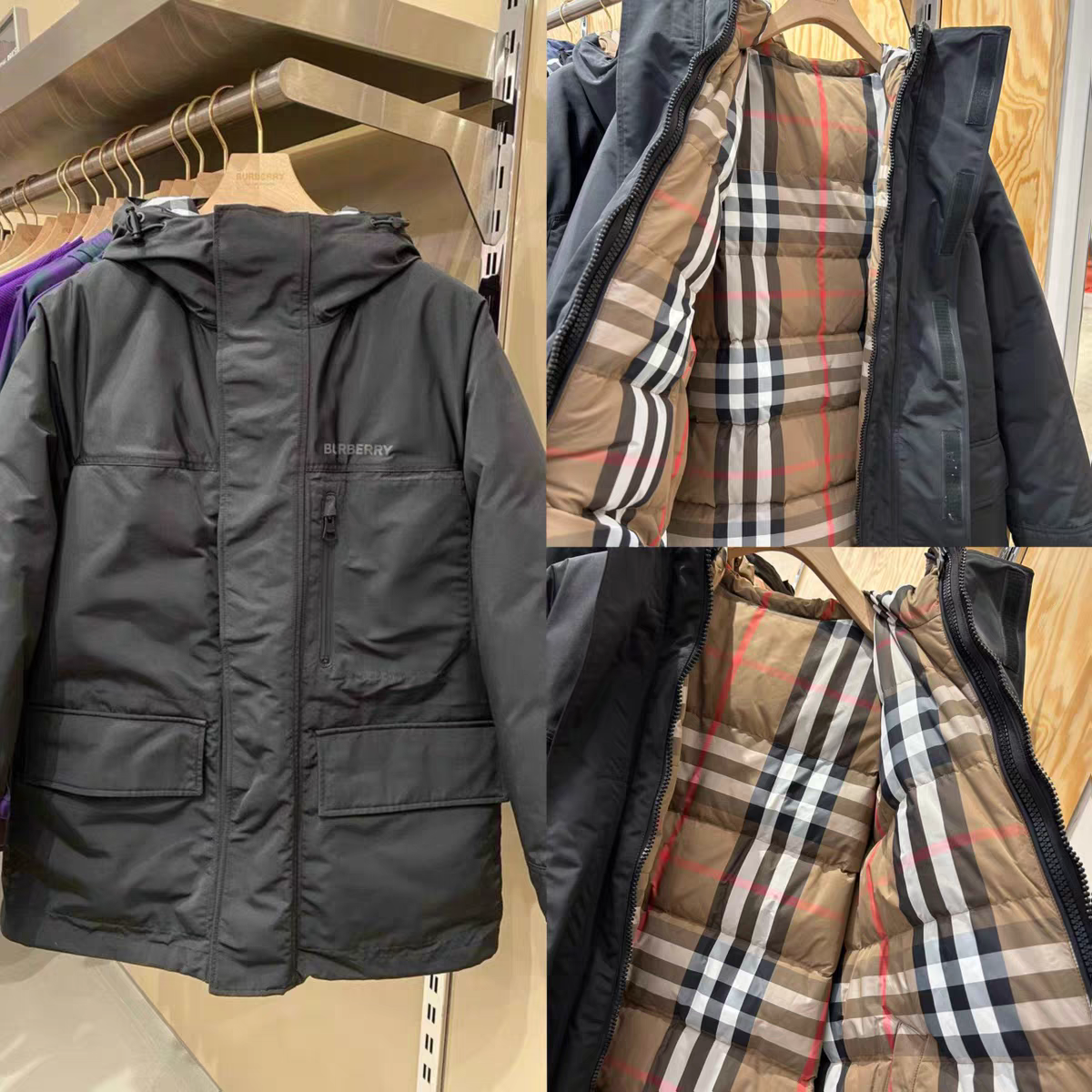 未使用 BURBERRY/博柏利 专柜新款男士三合一冲锋衣连帽羽绒服