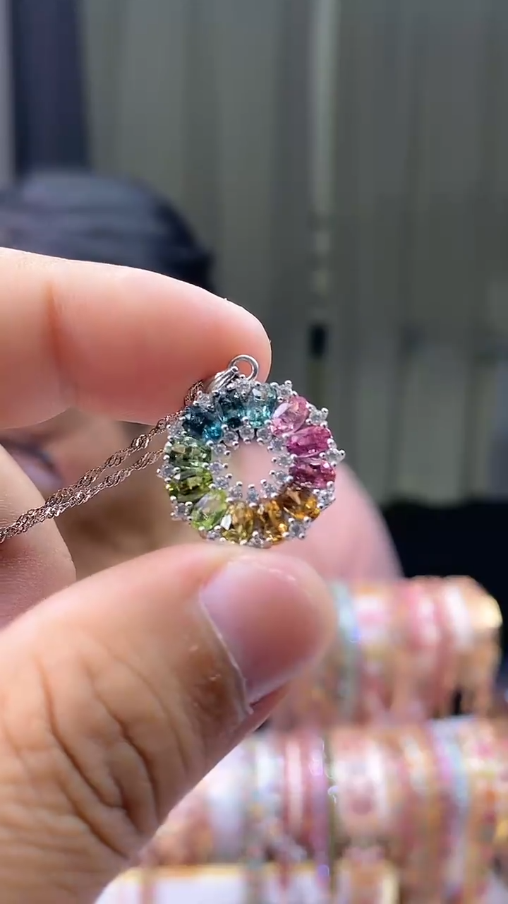 【闪购商品】碧玺吊坠银S925镶嵌345354354354