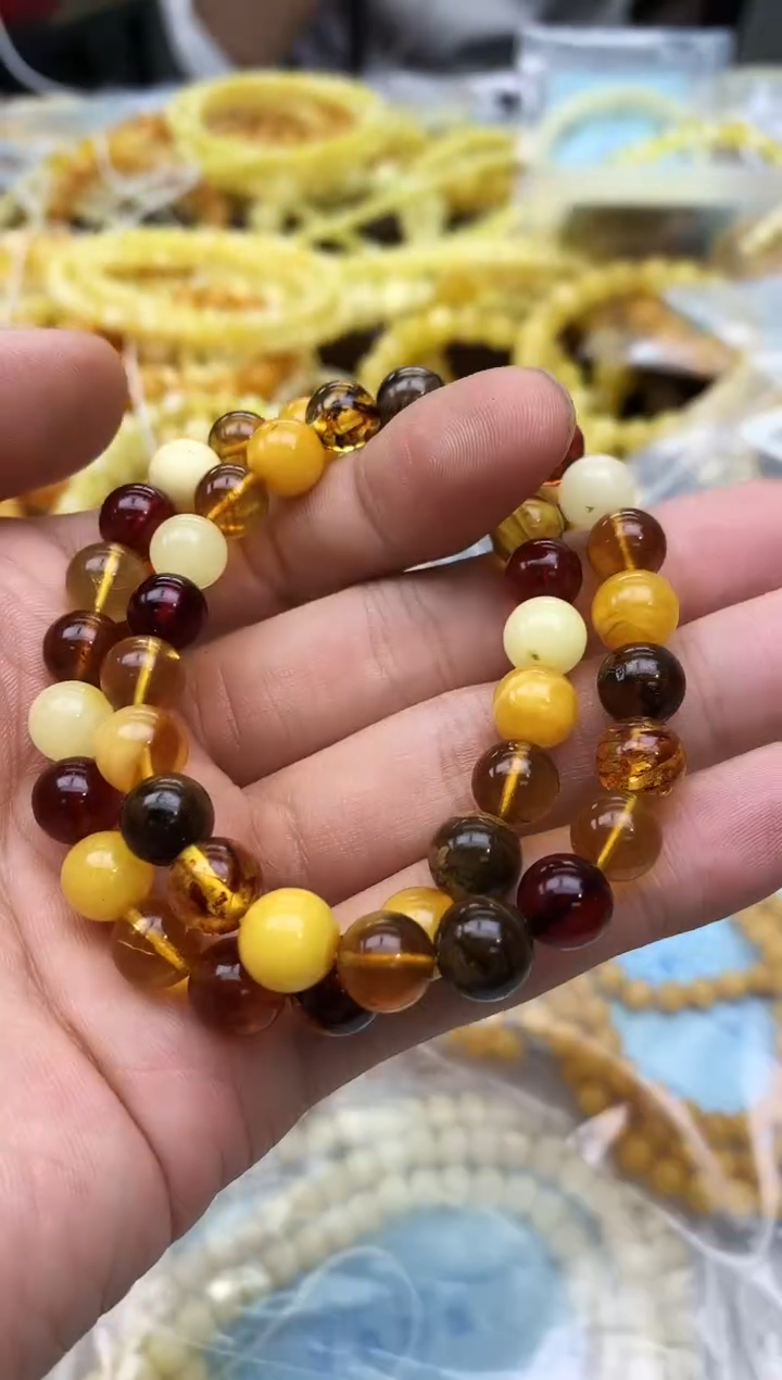 裸石蜜蜡未镶嵌手串多样性发其一