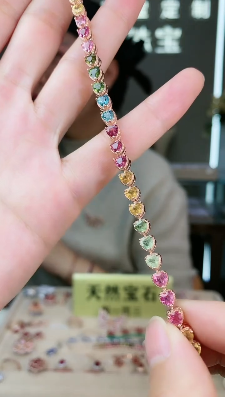 【闪购商品】碧玺手链银S925镶嵌手链