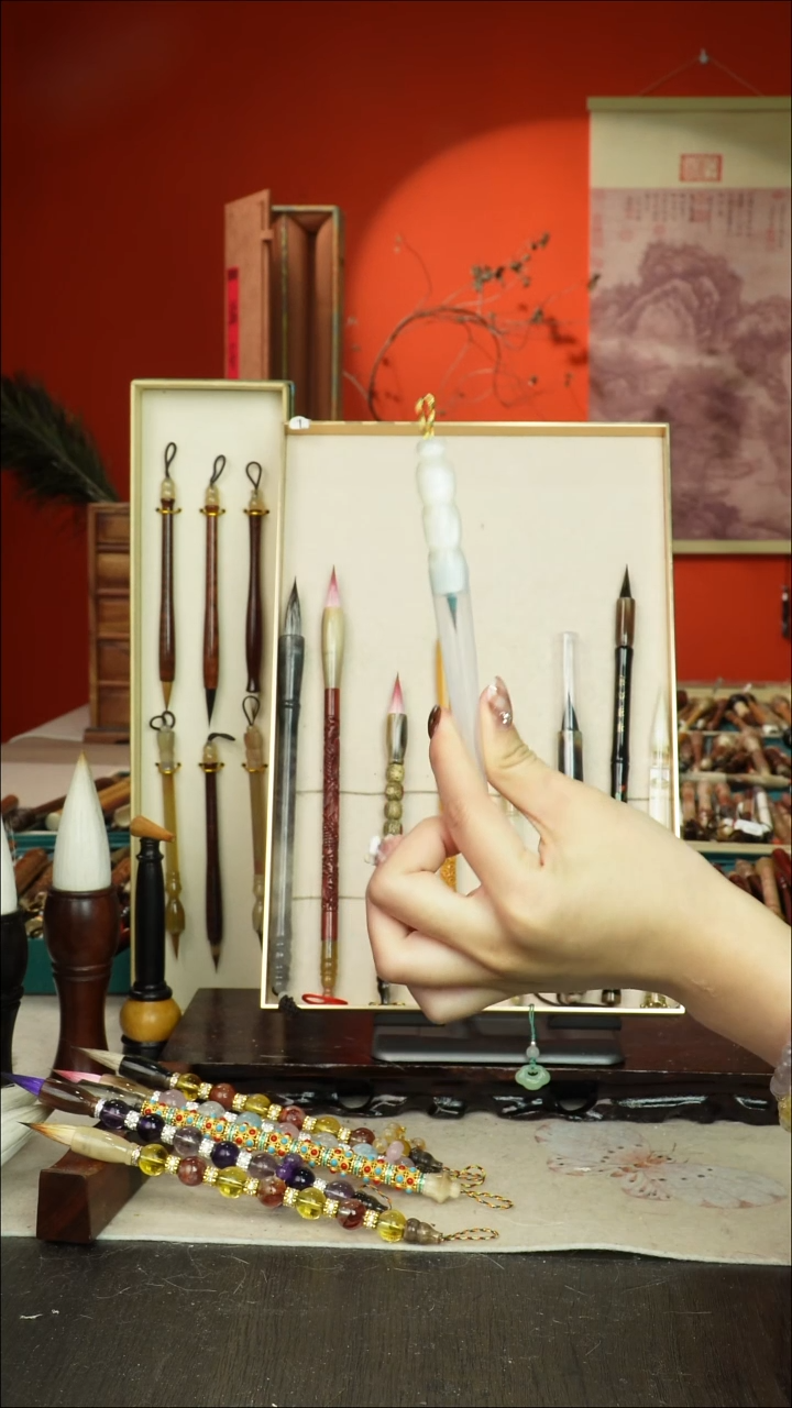 141号闪孤品高货毛笔链接 清水试笔 蘸墨不退