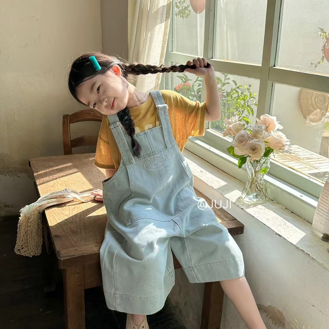 牛仔背带裤女童春夏