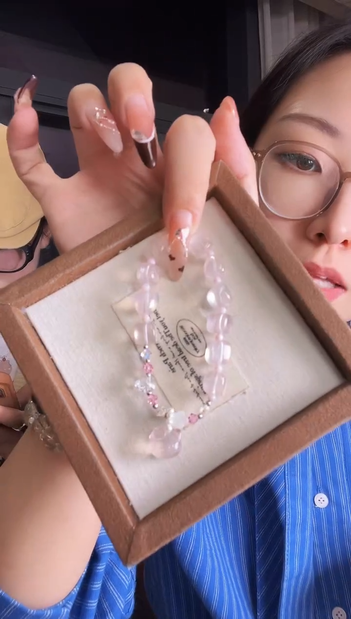 【闪购商品】黄晶手链银S925镶嵌粉水晶kitty猫