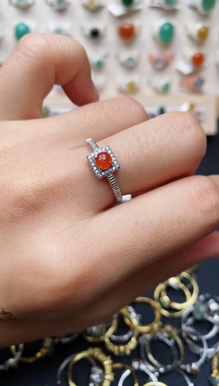 【闪购商品】翡翠戒指银S925镶嵌缅甸翡翠