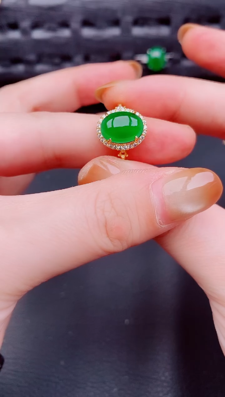 【闪购商品】翡翠戒指银S925镶嵌天然a货翡翠506