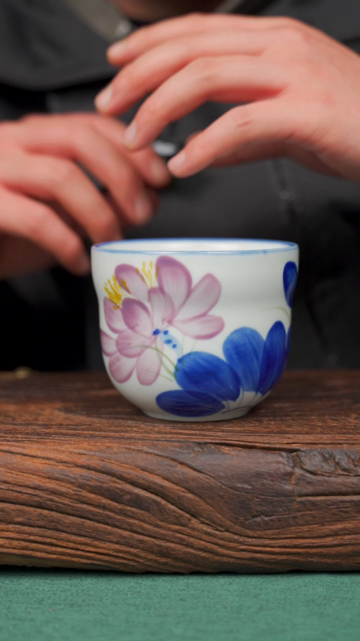 【闪购商品】瓷片42景德镇杯釉下手工手绘瓷器 