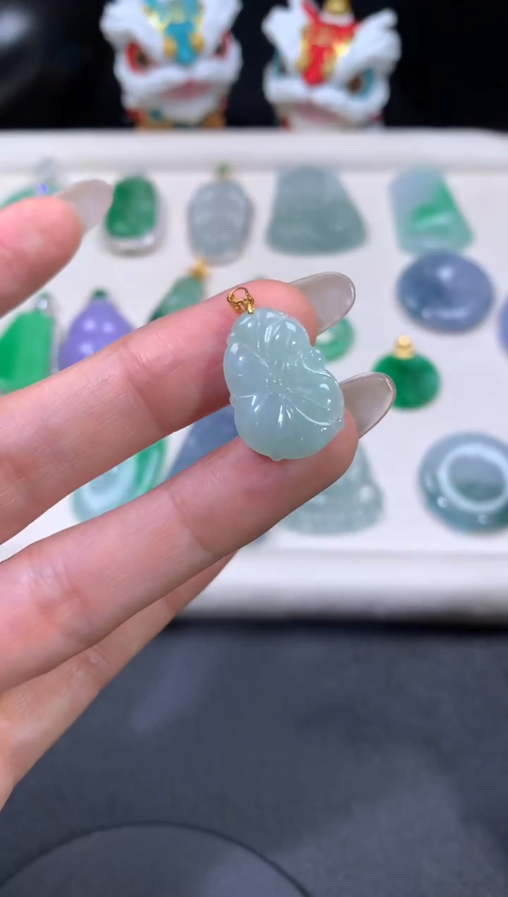 吊坠(不含链)18K金镶嵌翡翠翡翠