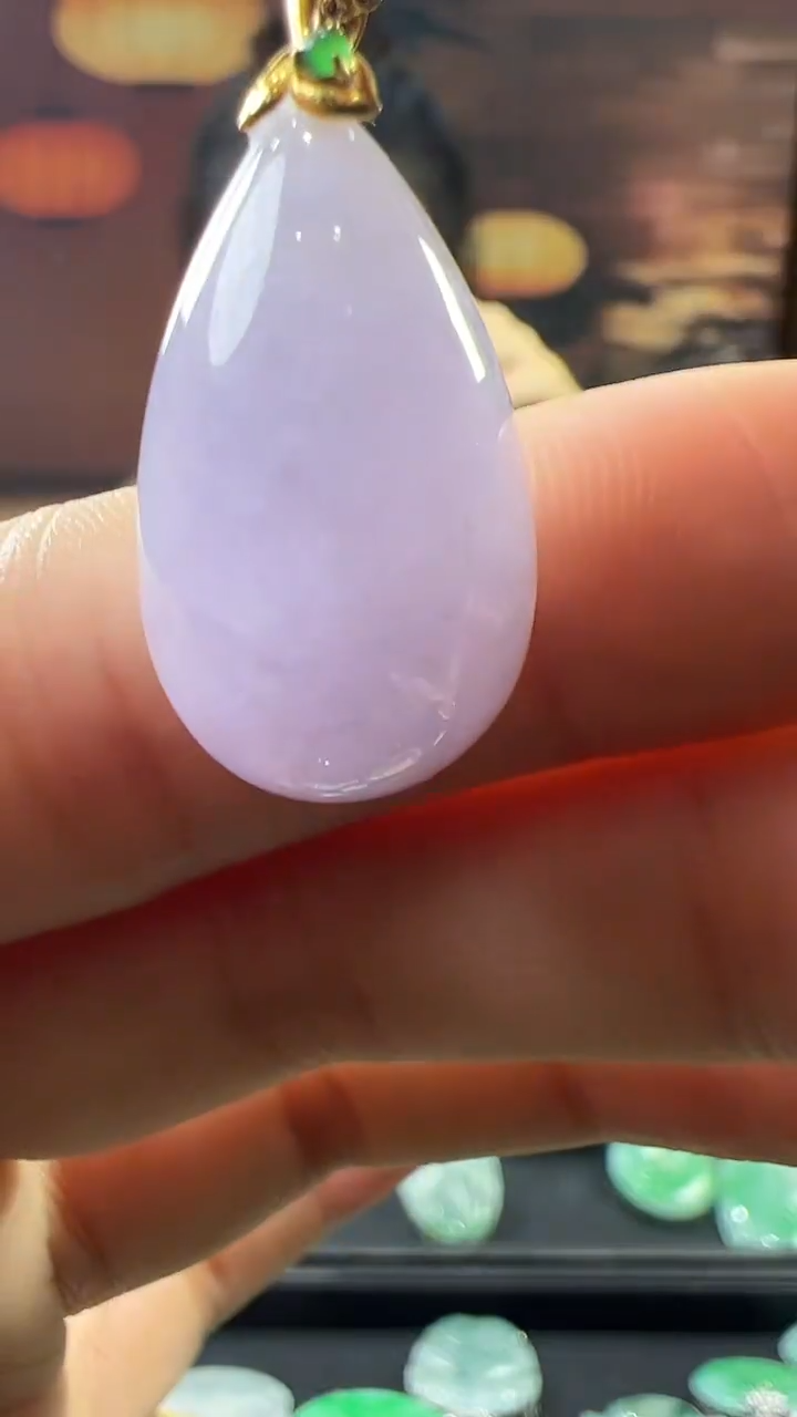 18K金镶嵌挂件翡翠水滴 不含链