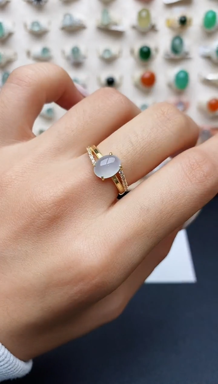 【闪购商品】翡翠戒指银S925镶嵌缅甸翡翠