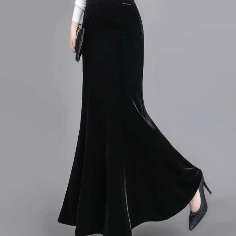 【衣雅严选】8112-2337#新款重磅植绒高腰气质显瘦鱼尾半身裙