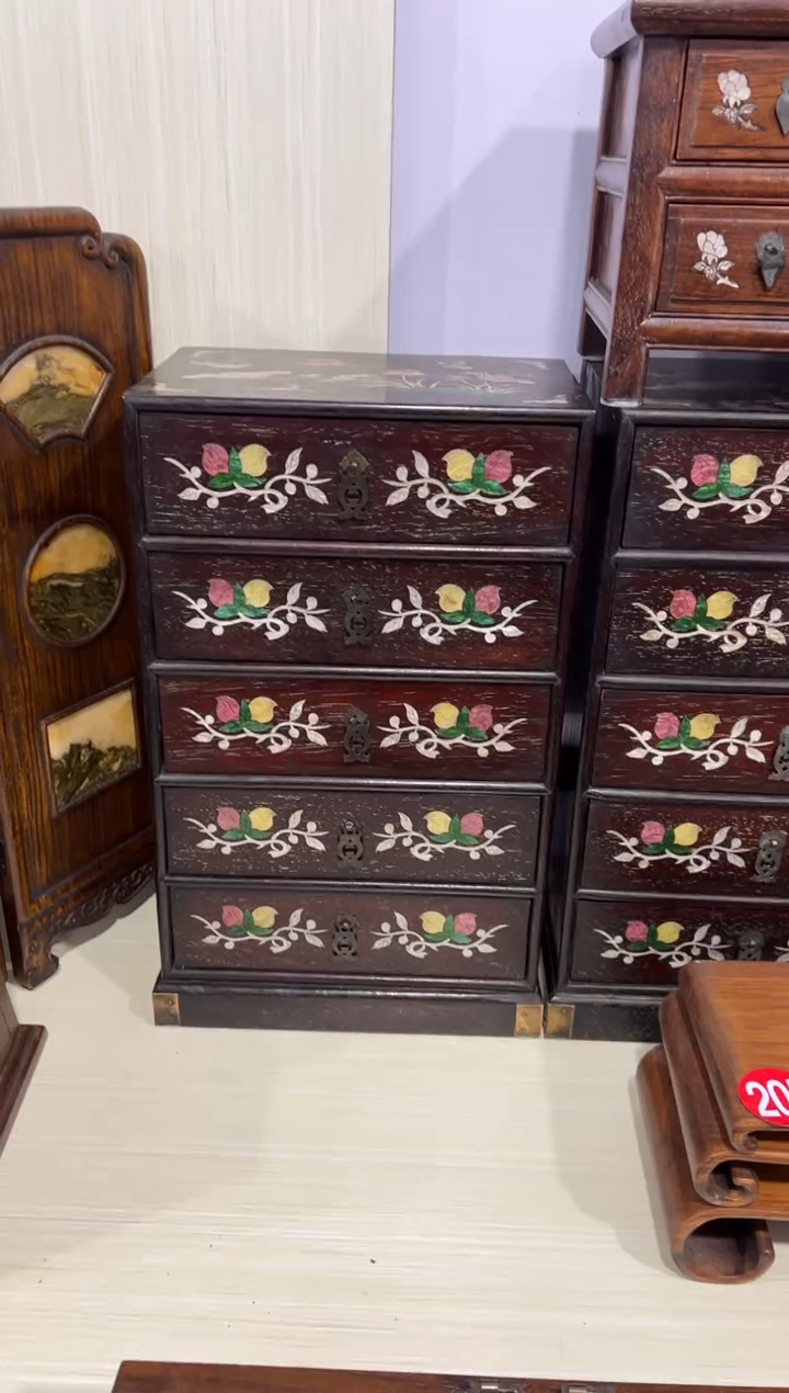木木非洲紫檀螺钿镶嵌五斗柜储物柜