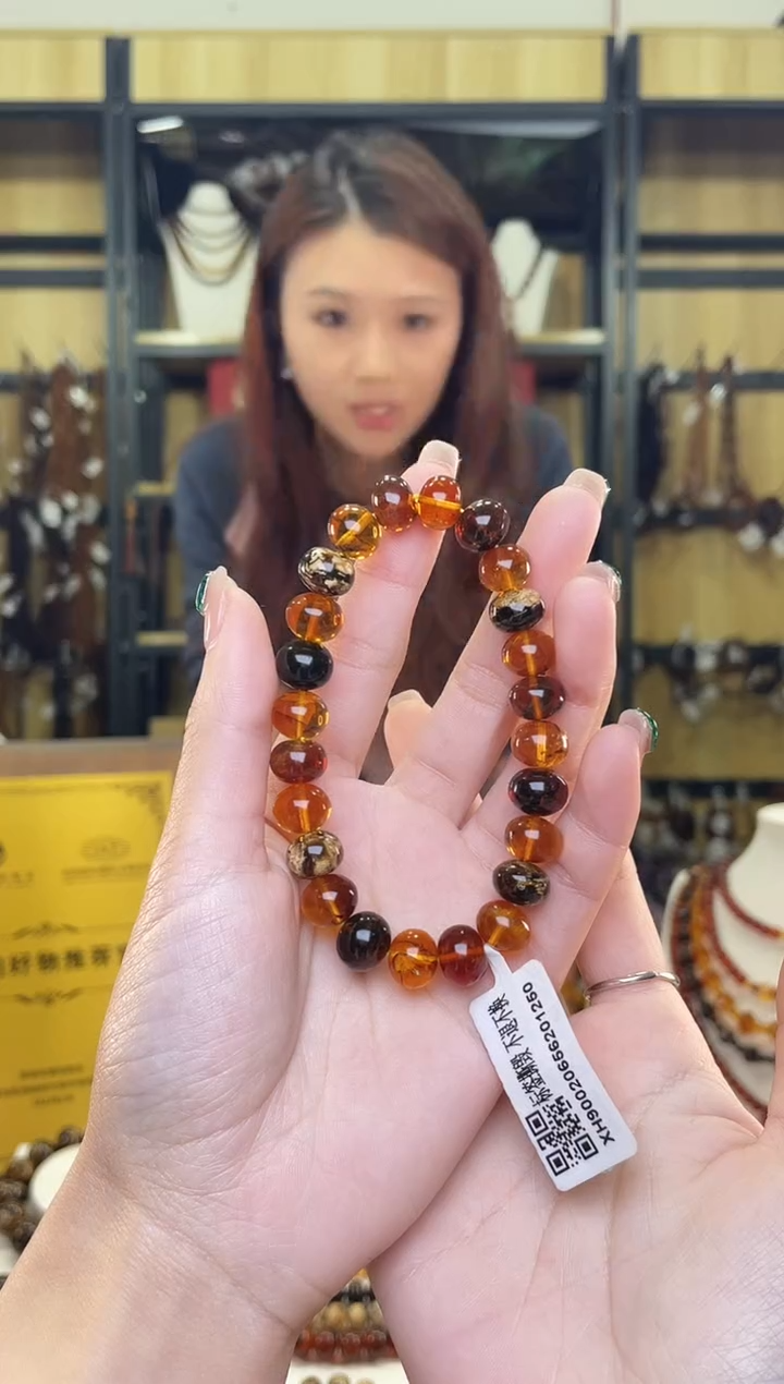 【闪购商品】琥珀裸石未镶嵌10+多宝手串