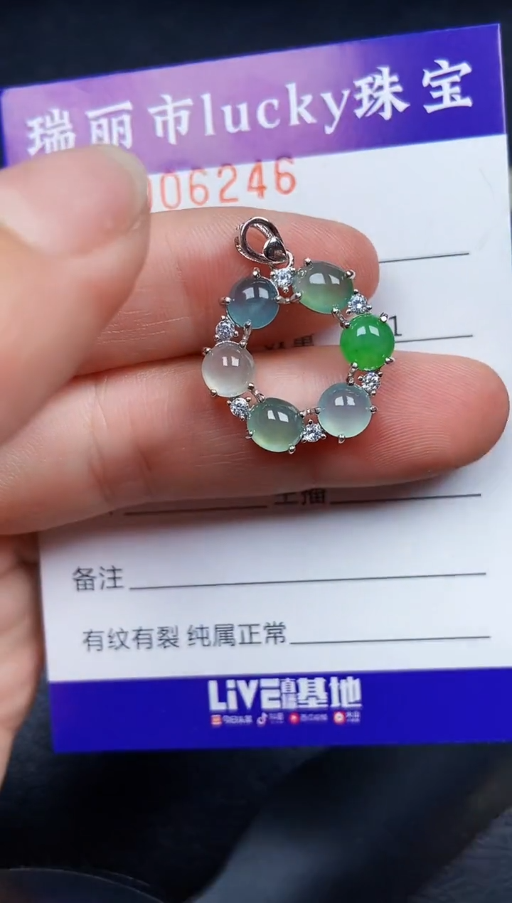 翡翠银S925镶嵌颈饰6246