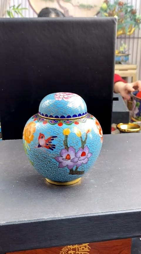 【闪购商品】非遗技艺 景泰蓝如意罐浅蓝