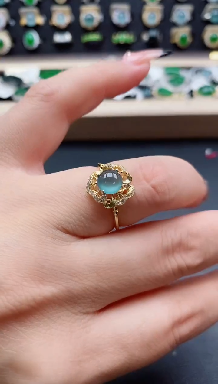 银S925镶嵌戒指翡翠1