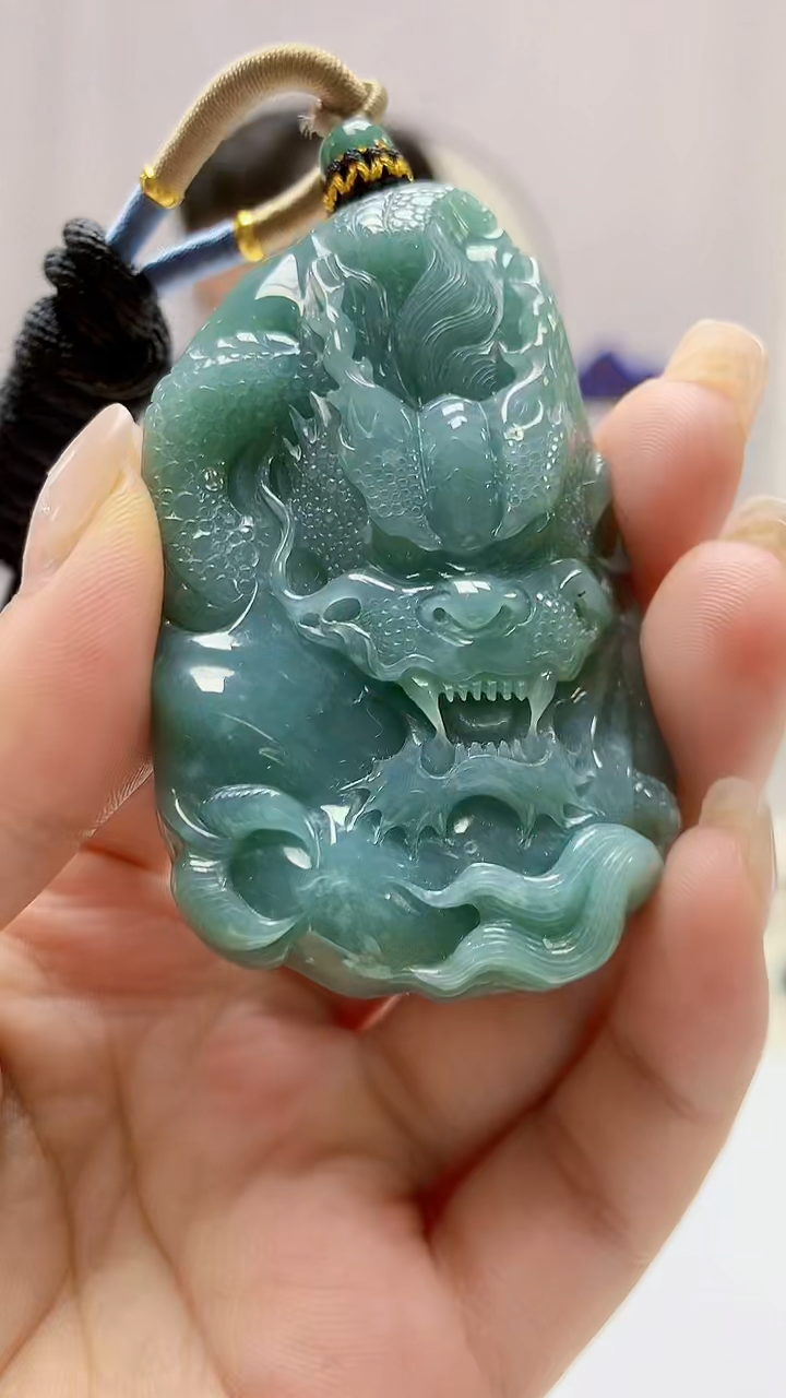定制翡翠未镶嵌4917ms-毛货8龙牌