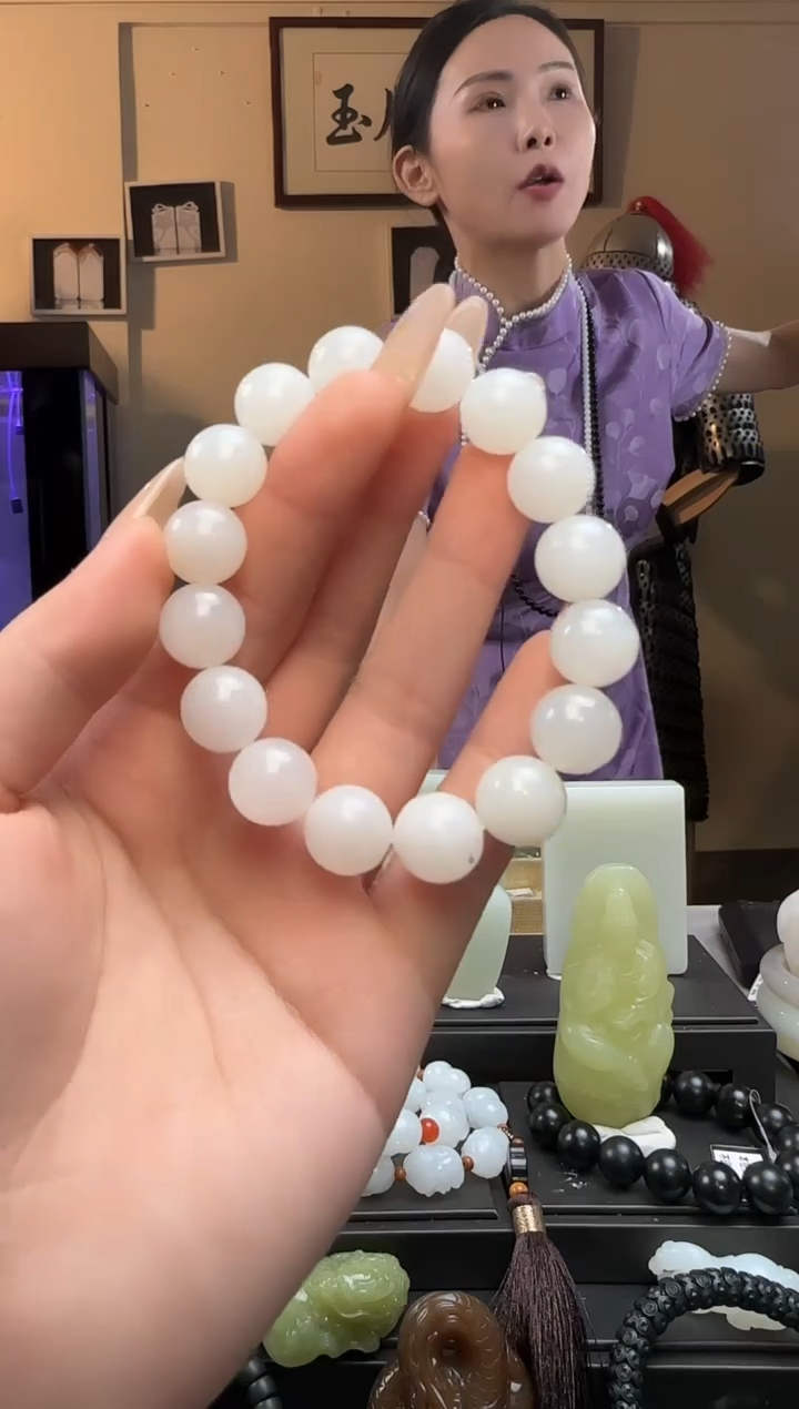 【闪购商品】和田玉白玉圆珠未镶嵌手串