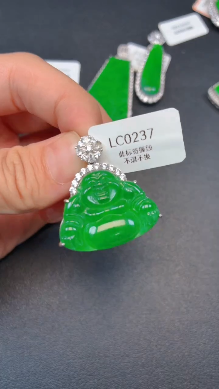 吊坠(不含链)银S925镶嵌翡翠吊坠