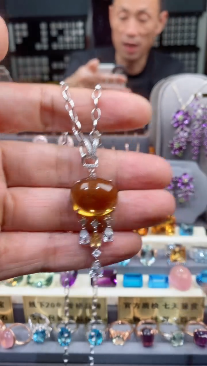 【闪购商品】黄晶项链银S925镶嵌黄晶项链