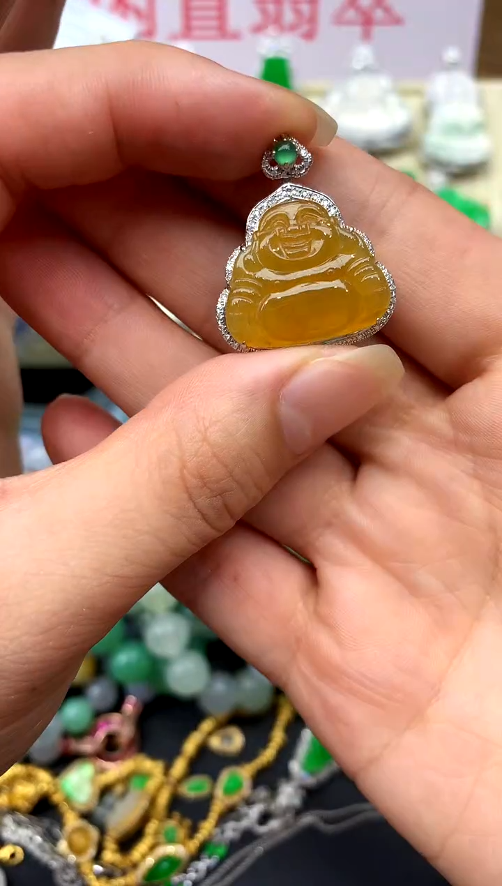 翡翠18K金镶嵌颈饰457-中国好珍宝