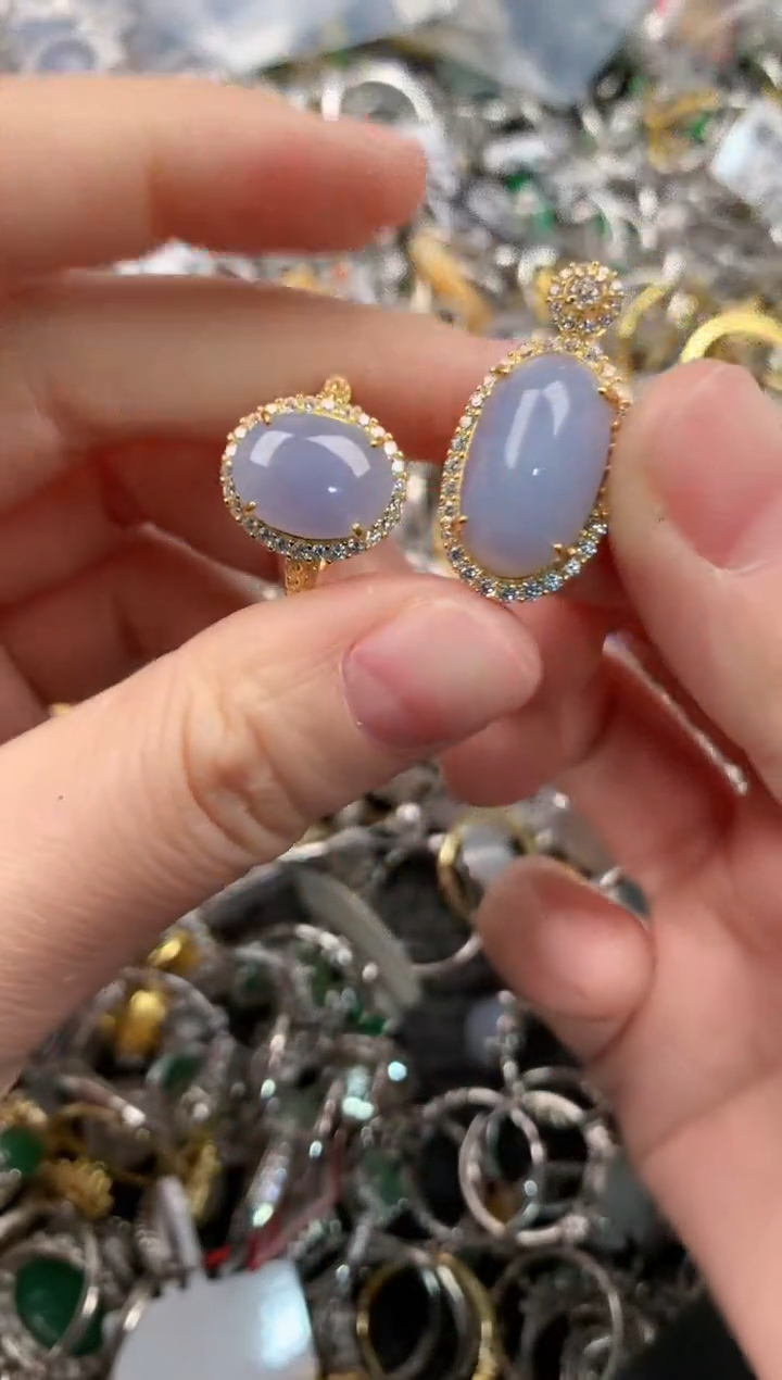 银S925镶嵌戒指翡翠555   8