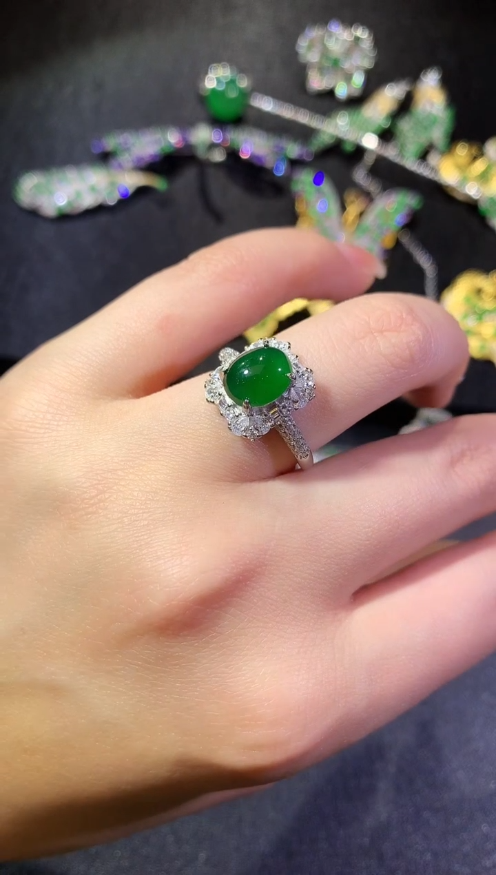 【闪购商品】翡翠戒指银S925镶嵌234戒指