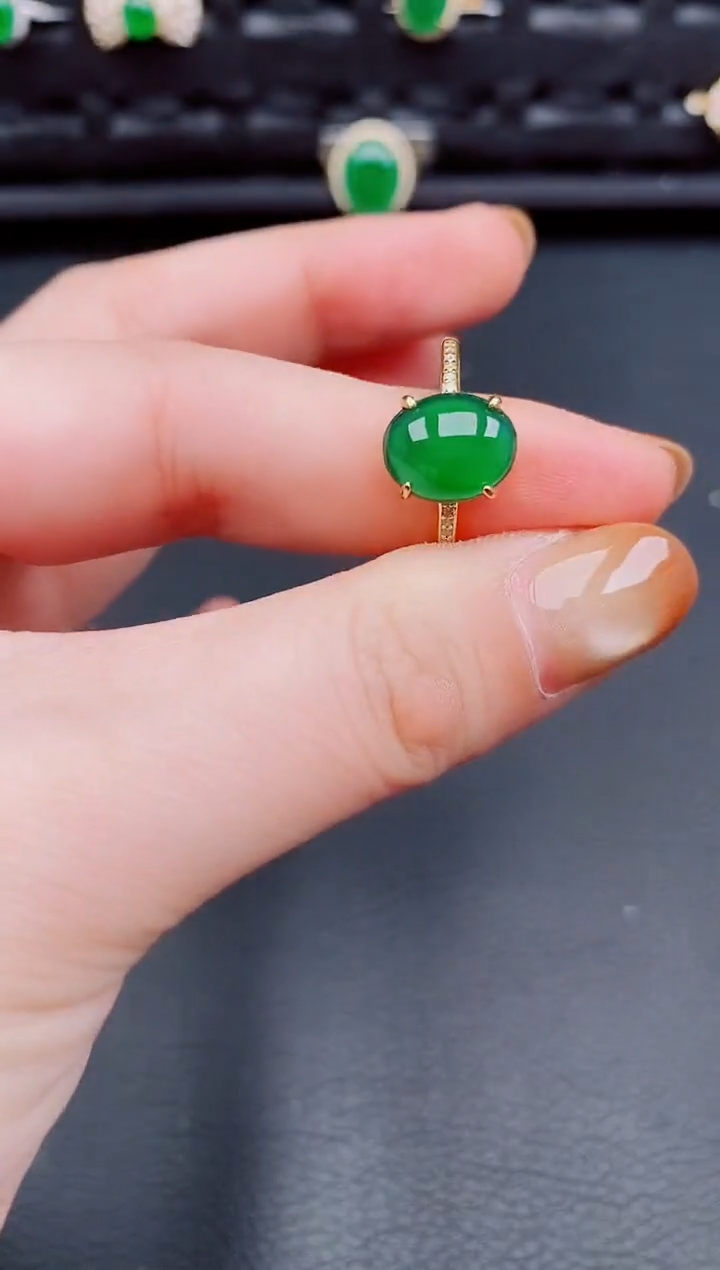【闪购商品】翡翠戒指银S925镶嵌天然a货翡翠364