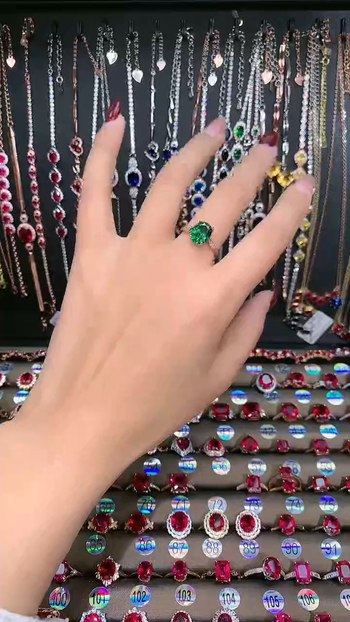 【闪购商品】透辉石戒指银S925镶嵌玫瑰金