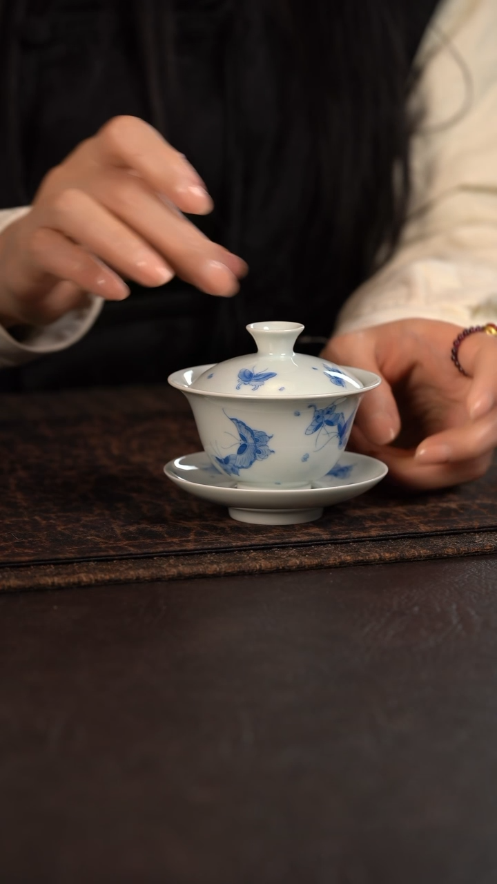 【闪购商品】杯聚澜堂福到蝶恋花三才盖碗