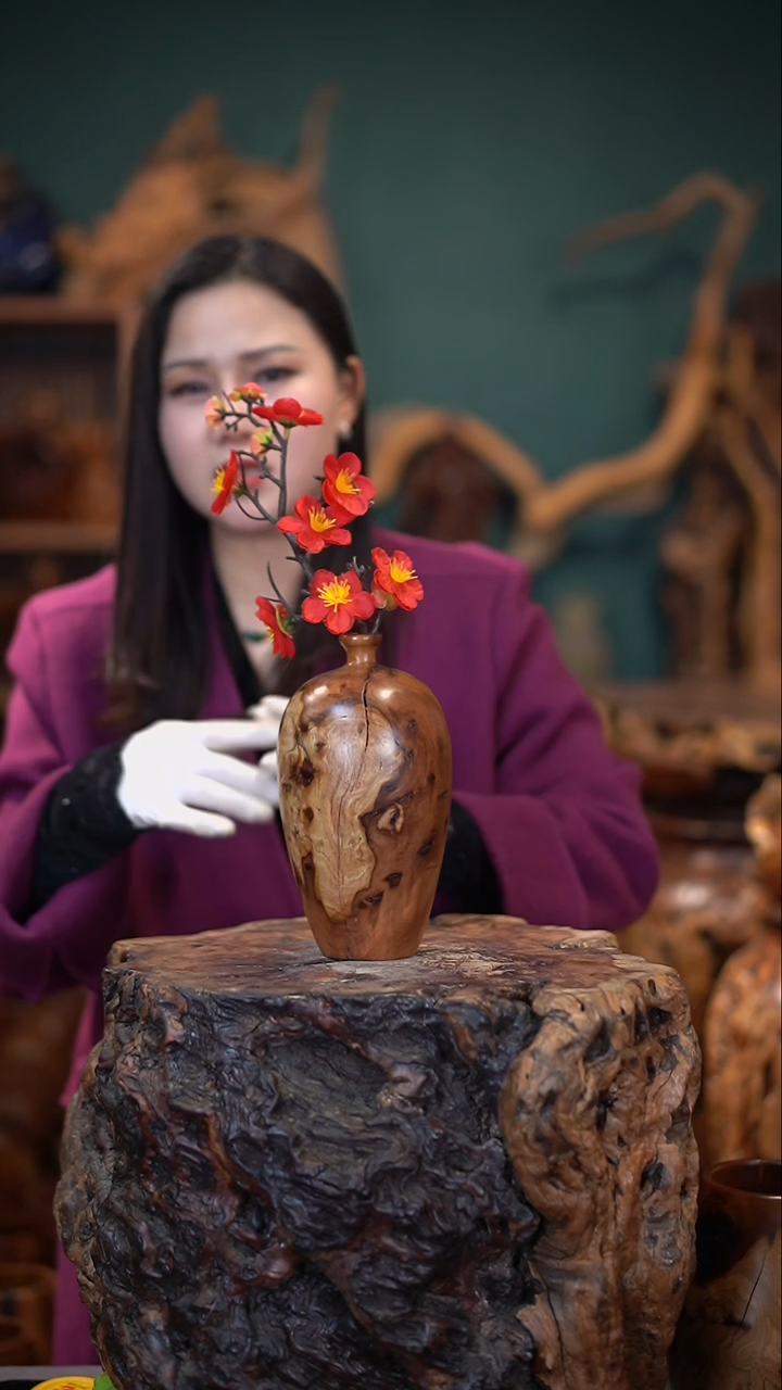 【闪购商品】枣木雷击枣木梅瓶