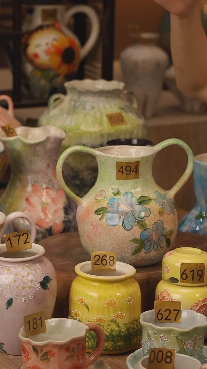 陶瓷494景德镇设计师手作花器摆件侘寂风