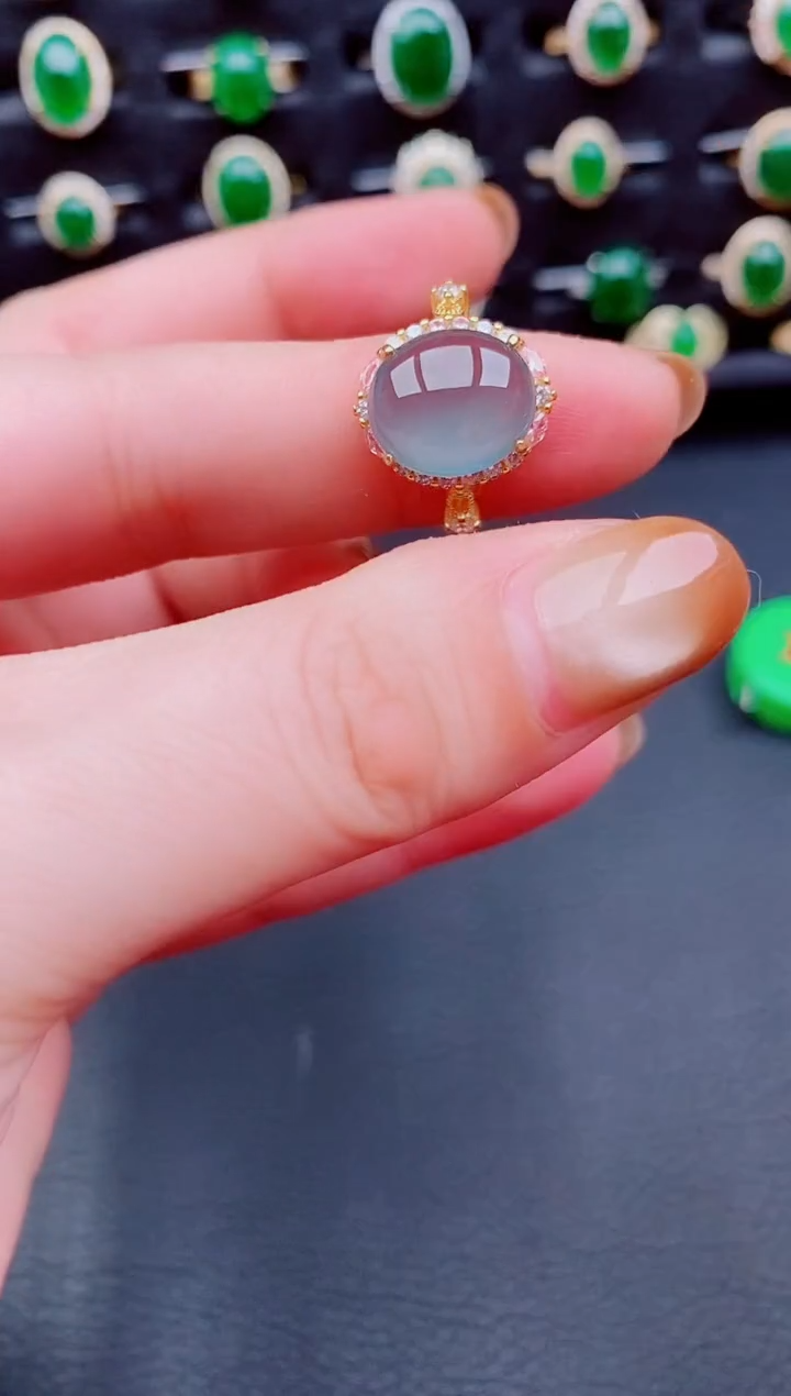 【闪购商品】翡翠戒指银S925镶嵌天然a货翡翠71