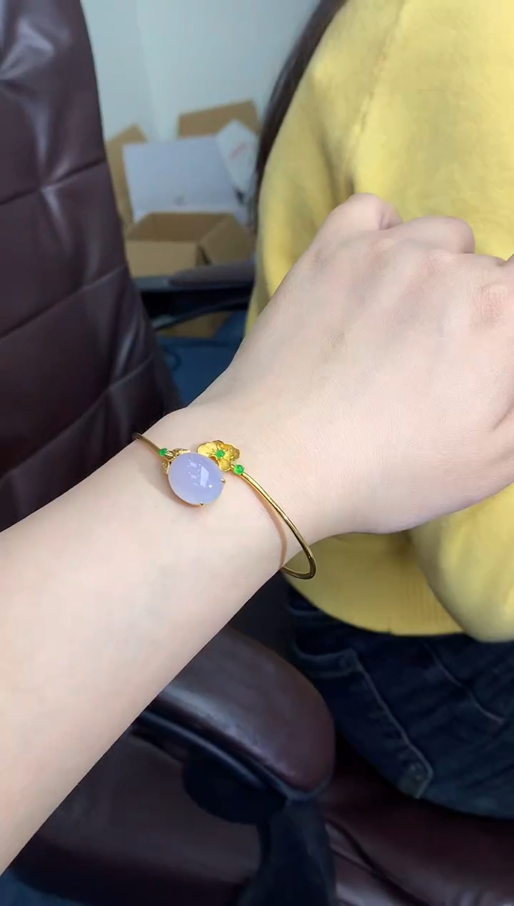 【闪购商品】翡翠手镯18K金镶嵌552-中国好珍宝