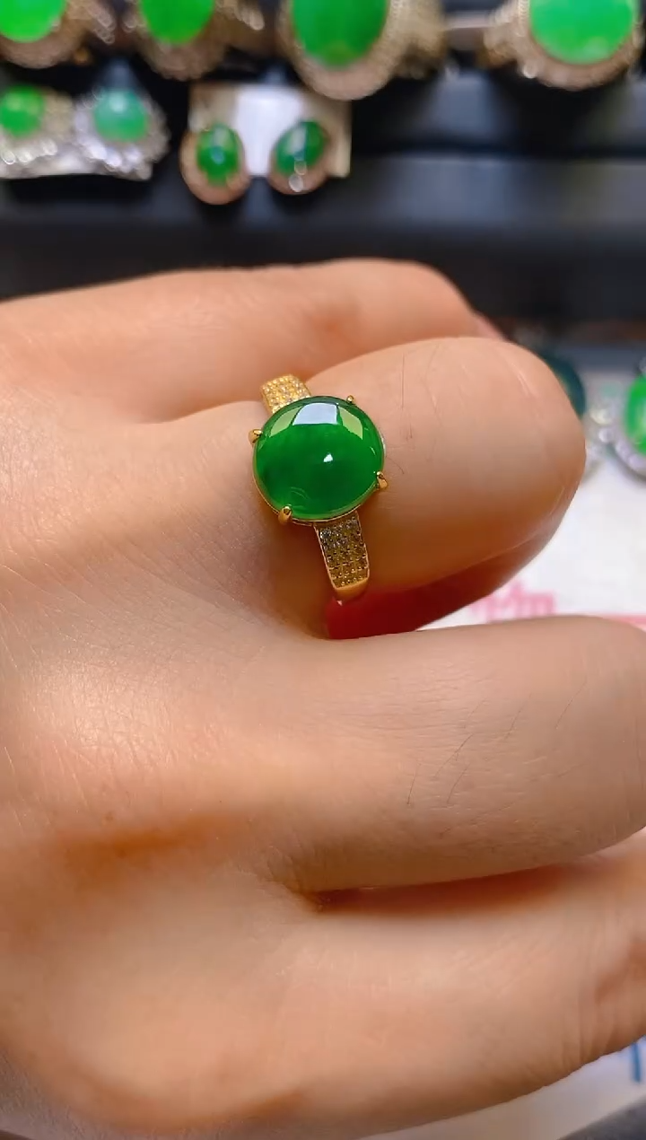 【闪购商品】翡翠耳饰银S925镶嵌天然A货翡翠1