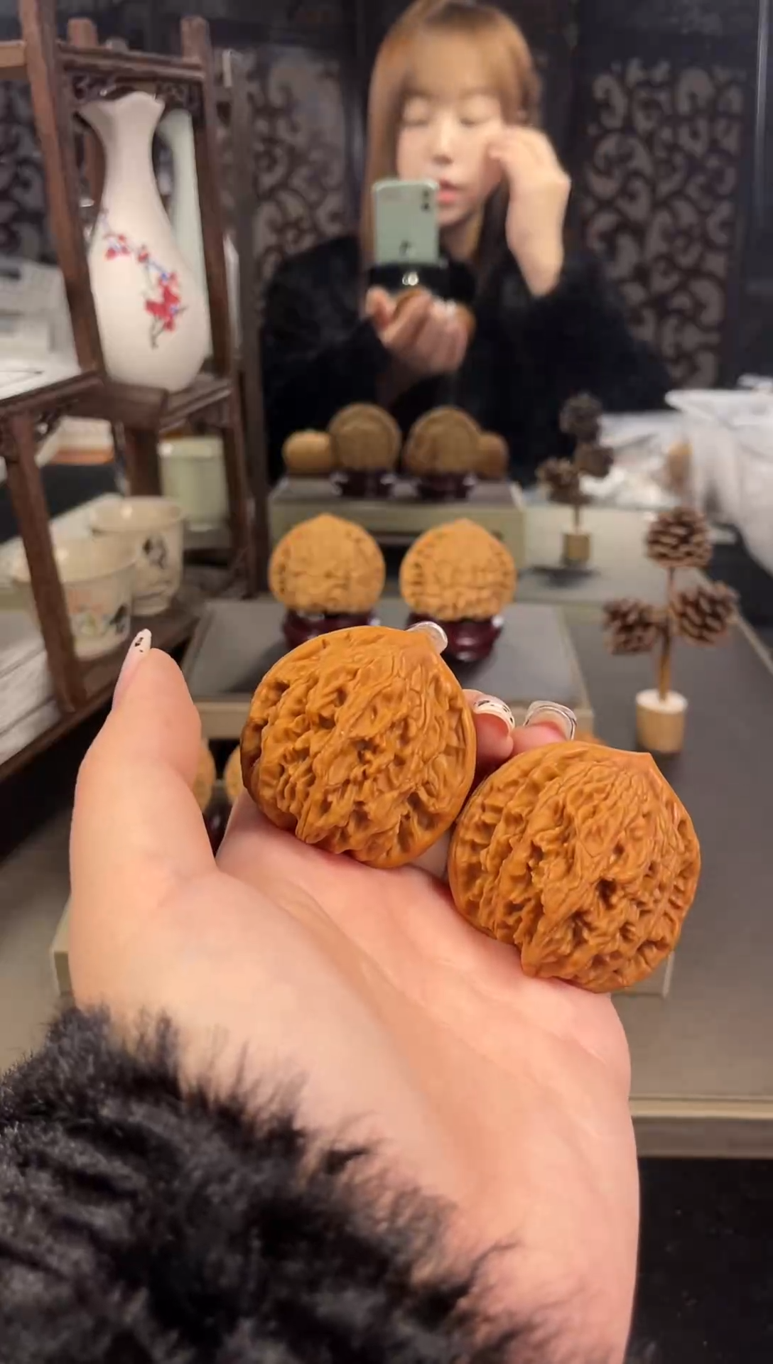 【闪购商品】文玩核桃把件麦穗虎头43尺-6