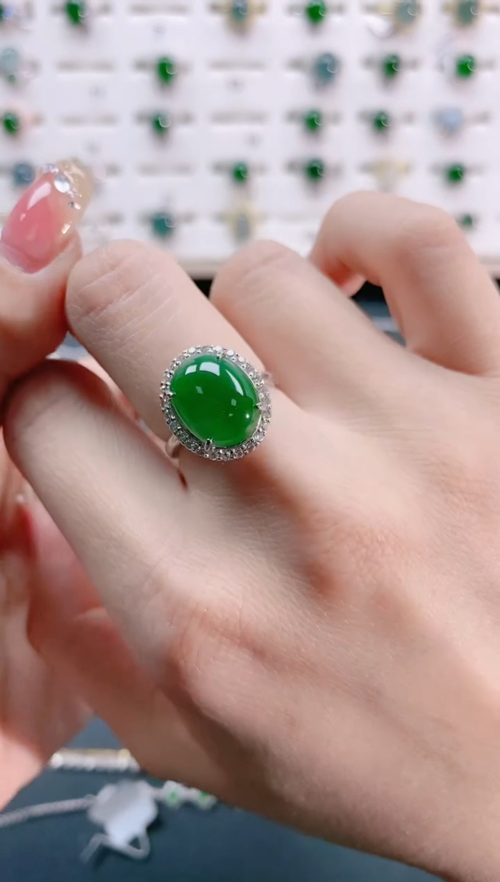 【闪购商品】翡翠戒指银S925镶嵌天然翡翠