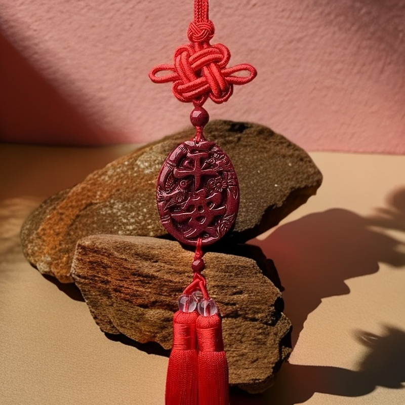 天然辰砂高含量紫金砂朱砂一路平安车挂2025年车载挂件