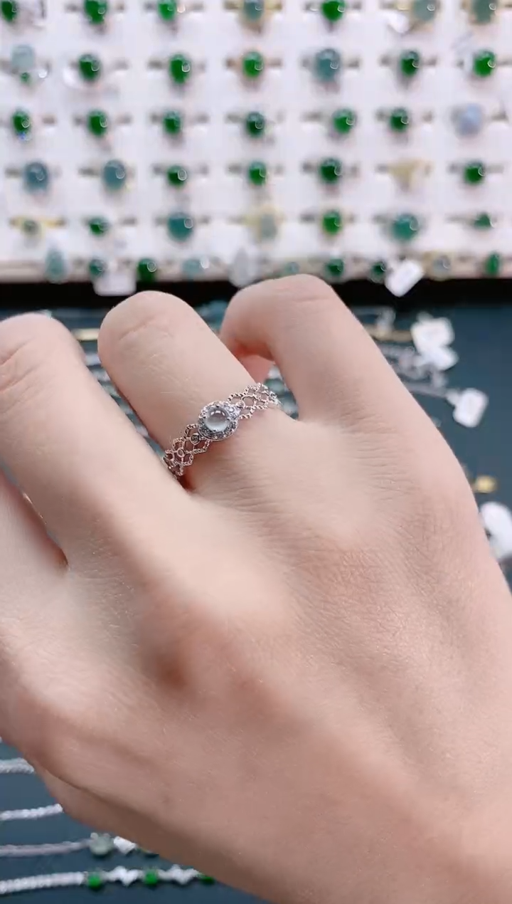 【闪购商品】翡翠戒指银S925镶嵌天然翡翠