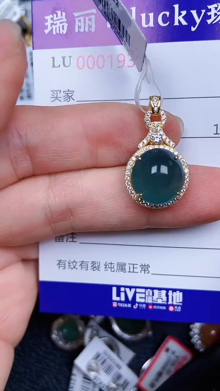 颈饰银S925镶嵌翡翠1523