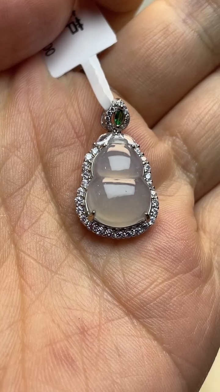 银S925镶嵌挂件翡翠冰葫芦