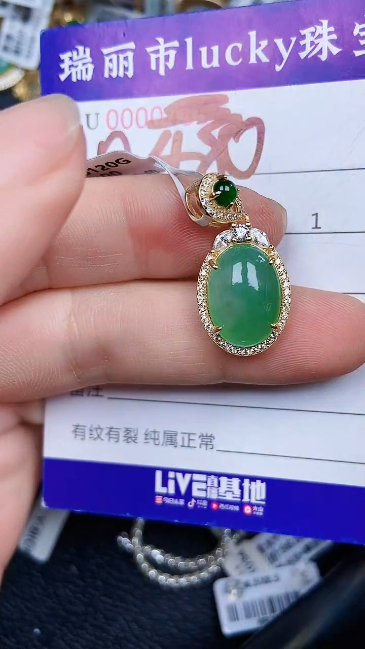 颈饰银S925镶嵌翡翠480