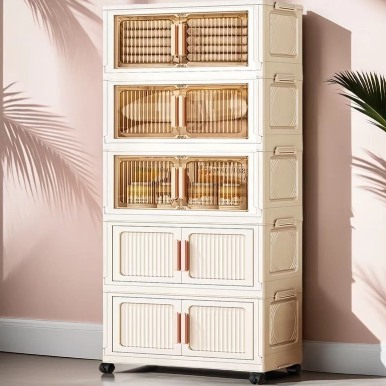 BX（50面宽拍四层发五层）免安装折叠收纳柜家用简约多层带轮收纳柜